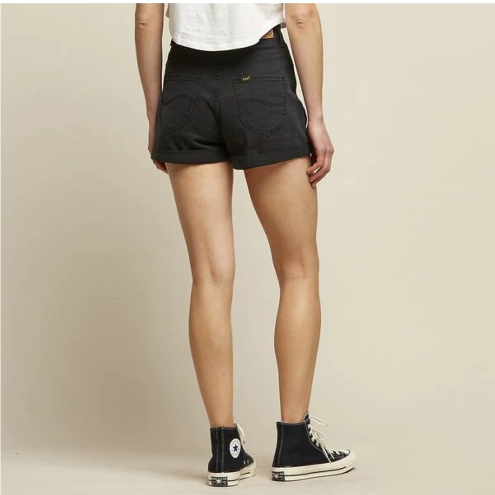 Lee Stevie Short Vintage Inspired High Rise Black Denim Cuffed Shorts - Picture 2 of 10